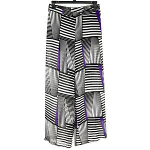 Bisou Bisou Pants Womens Medium Sheer Wide Leg Palazzo Lining Michele Bohbot